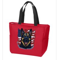 German Shepherd American Flag Usa Patriotic Dog Gift Zip Tote Bag