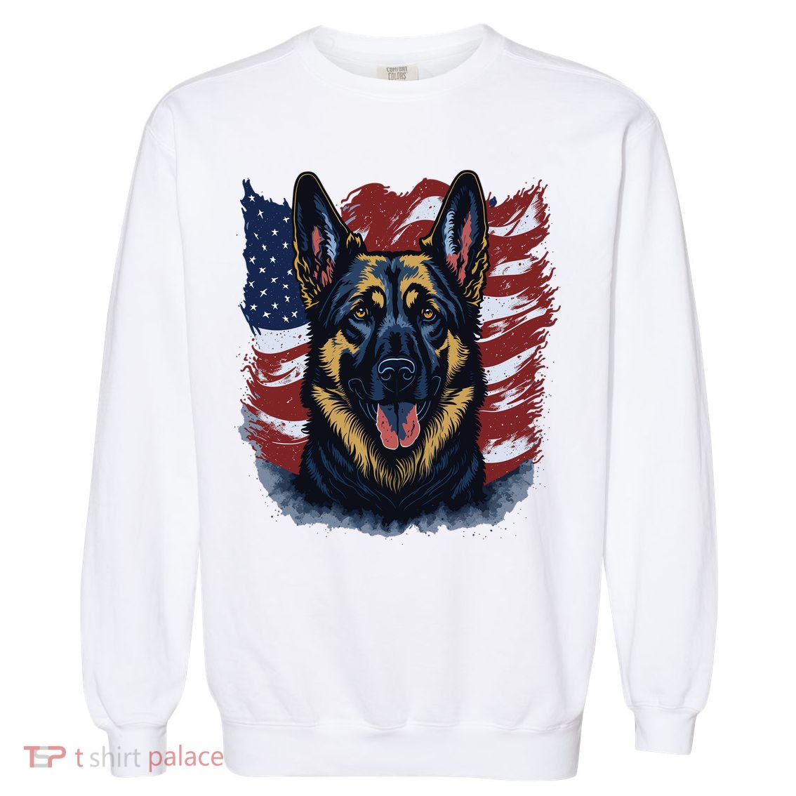 German Shepherd American Flag Usa Patriotic Dog Gift Garment-Dyed Sweatshirt