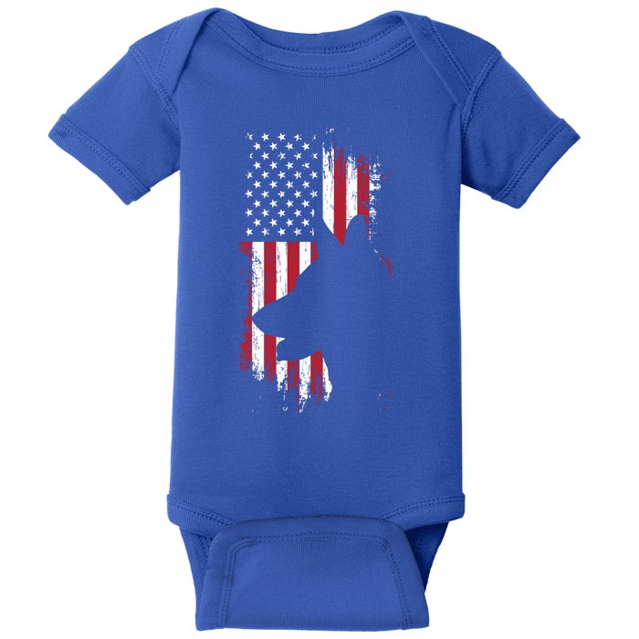 German Shepherd American Flag Gift Usa Patriotic Dog Gift Cute Gift Baby Bodysuit