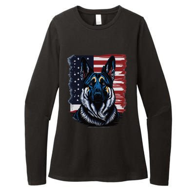 German Shepherd American Flag Usa Patriotic Dog Gift Womens CVC Long Sleeve Shirt