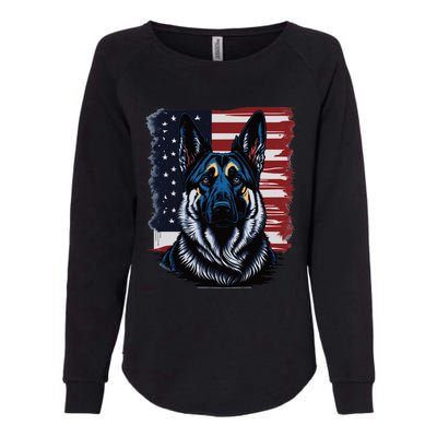 German Shepherd American Flag Usa Patriotic Dog Gift Womens California Wash Sweatshirt