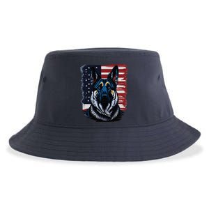 German Shepherd American Flag Usa Patriotic Dog Gift Sustainable Bucket Hat