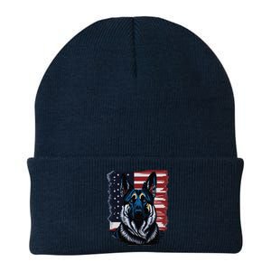 German Shepherd American Flag Usa Patriotic Dog Gift Knit Cap Winter Beanie