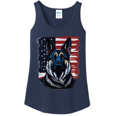 German Shepherd American Flag Usa Patriotic Dog Gift Ladies Essential Tank