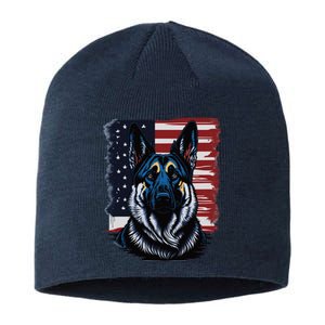 German Shepherd American Flag Usa Patriotic Dog Gift Sustainable Beanie