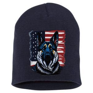 German Shepherd American Flag Usa Patriotic Dog Gift Short Acrylic Beanie