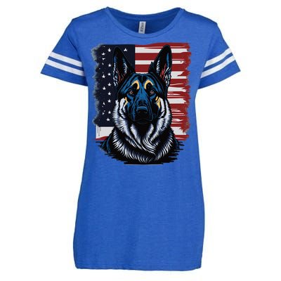 German Shepherd American Flag Usa Patriotic Dog Gift Enza Ladies Jersey Football T-Shirt