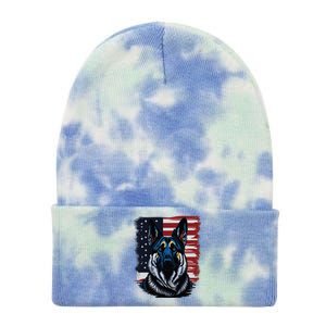 German Shepherd American Flag Usa Patriotic Dog Gift Tie Dye 12in Knit Beanie