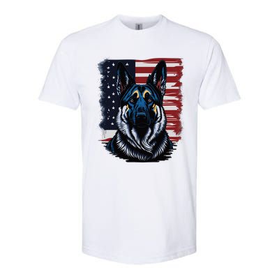 German Shepherd American Flag Usa Patriotic Dog Gift Softstyle® CVC T-Shirt