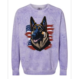 German Shepherd American Flag Dog Colorblast Crewneck Sweatshirt