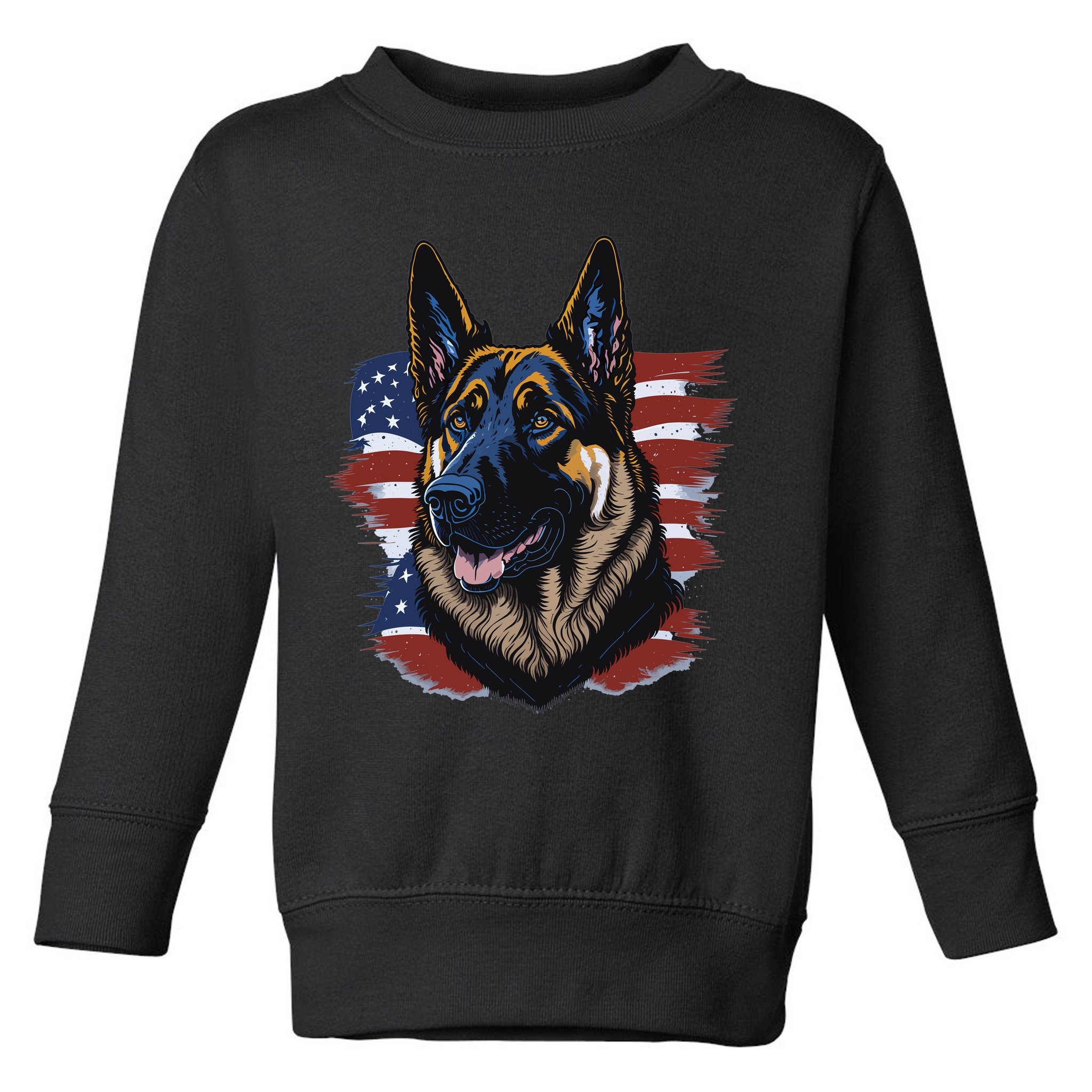 German Shepherd American Flag Dog Toddler Sweatshirt