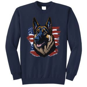 German Shepherd American Flag Dog Tall Sweatshirt