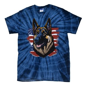 German Shepherd American Flag Dog Tie-Dye T-Shirt