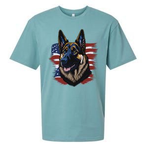 German Shepherd American Flag Dog Sueded Cloud Jersey T-Shirt