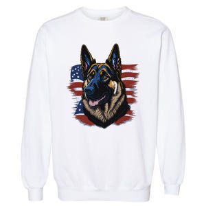 German Shepherd American Flag Dog Garment-Dyed Sweatshirt