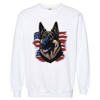 German Shepherd American Flag Dog Garment-Dyed Sweatshirt