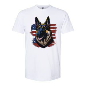 German Shepherd American Flag Dog Softstyle CVC T-Shirt