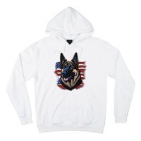 German Shepherd American Flag Dog Hoodie