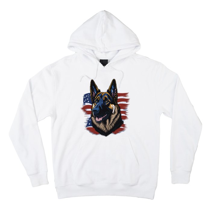 German Shepherd American Flag Dog Hoodie