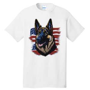 German Shepherd American Flag Dog Tall T-Shirt