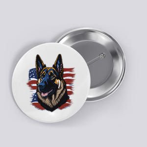 German Shepherd American Flag Dog Button