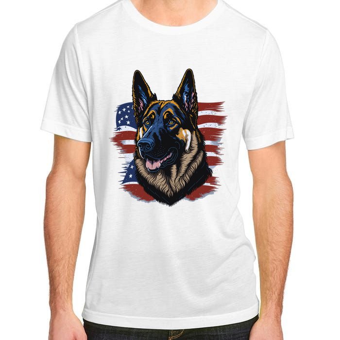 German Shepherd American Flag Dog Adult ChromaSoft Performance T-Shirt