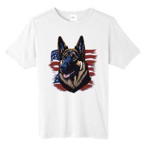 German Shepherd American Flag Dog Tall Fusion ChromaSoft Performance T-Shirt