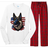 German Shepherd American Flag Dog Long Sleeve Pajama Set