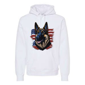 German Shepherd American Flag Dog Premium Hoodie