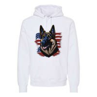 German Shepherd American Flag Dog Premium Hoodie