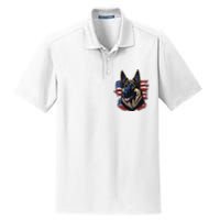 German Shepherd American Flag Dog Dry Zone Grid Polo