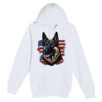 German Shepherd American Flag Dog Premium Pullover Hoodie