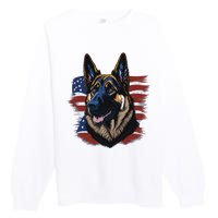 German Shepherd American Flag Dog Premium Crewneck Sweatshirt