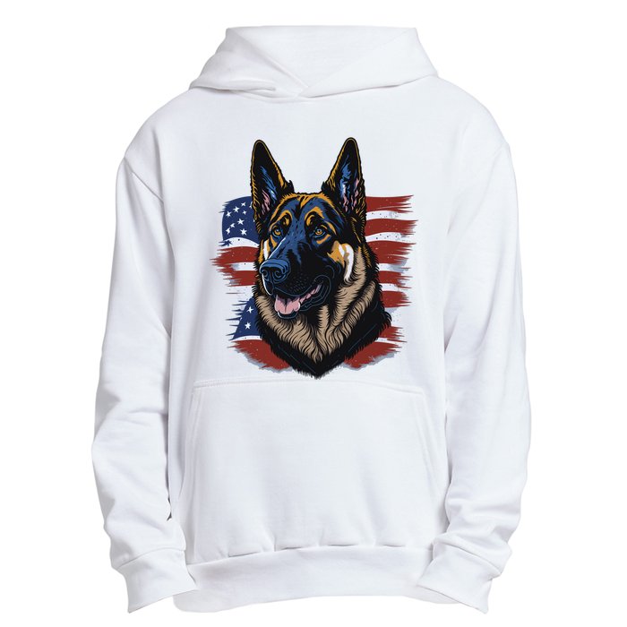 German Shepherd American Flag Dog Urban Pullover Hoodie