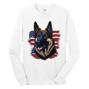 German Shepherd American Flag Dog Tall Long Sleeve T-Shirt