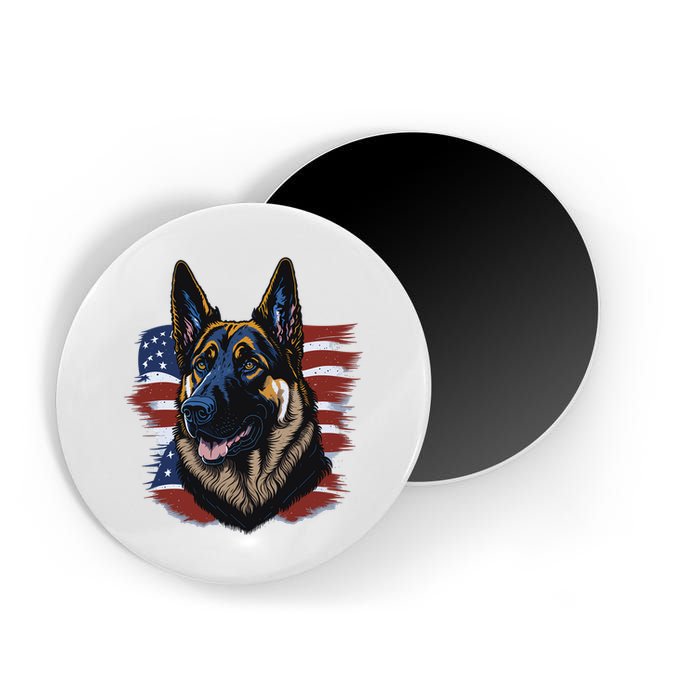 German Shepherd American Flag Dog Magnet