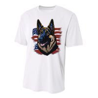 German Shepherd American Flag Dog Performance Sprint T-Shirt