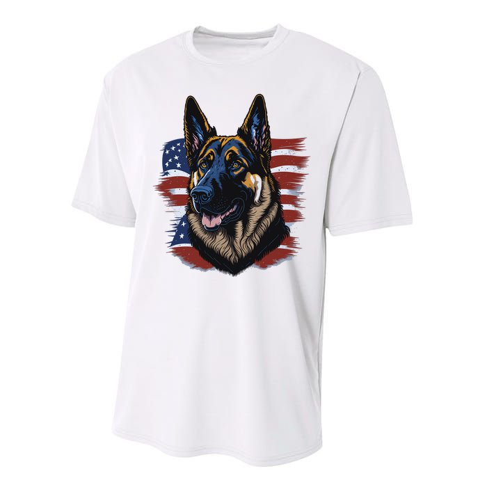 German Shepherd American Flag Dog Performance Sprint T-Shirt