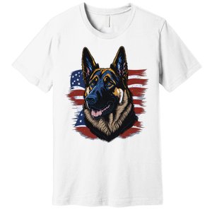 German Shepherd American Flag Dog Premium T-Shirt