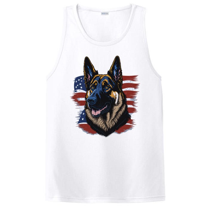 German Shepherd American Flag Dog PosiCharge Competitor Tank