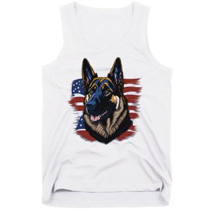 German Shepherd American Flag Dog Tank Top