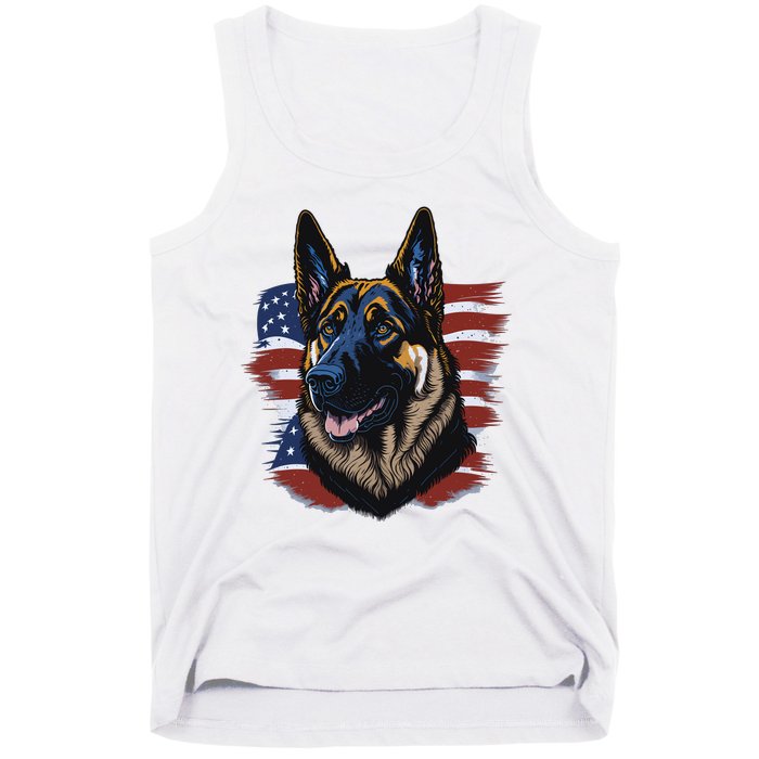 German Shepherd American Flag Dog Tank Top