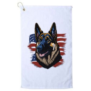 German Shepherd American Flag Dog Platinum Collection Golf Towel