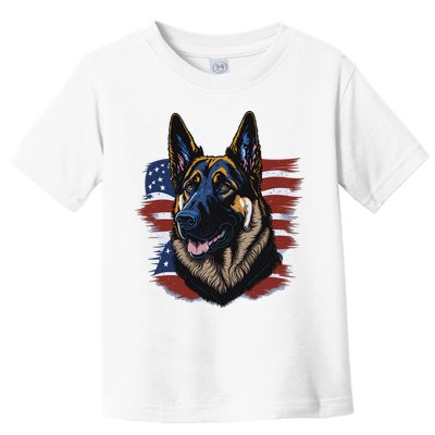 German Shepherd American Flag Dog Toddler T-Shirt