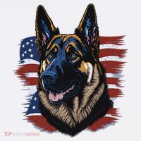 German Shepherd American Flag Dog Kids T-Shirt