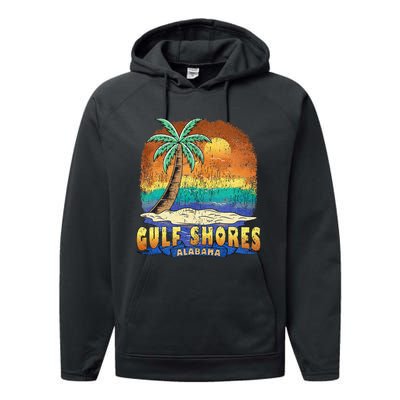 Gulf Shores Alabama Vintage Distressed Souvenir Performance Fleece Hoodie