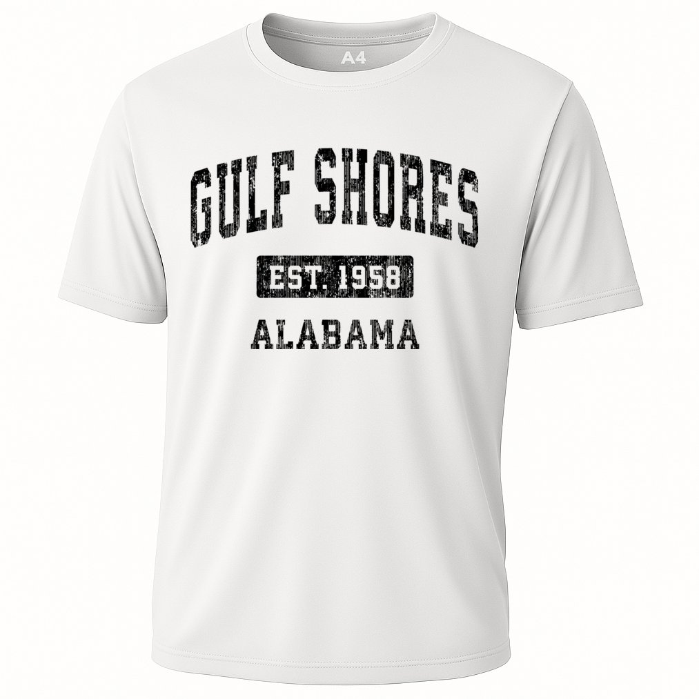 Gulf Shores Alabama Al Vintage Established Sports Design Performance Shirt