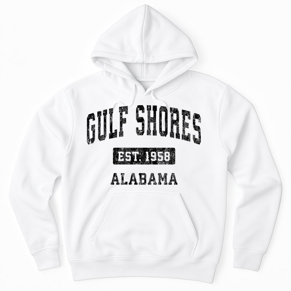 Gulf Shores Alabama Al Vintage Established Sports Design Hoodie