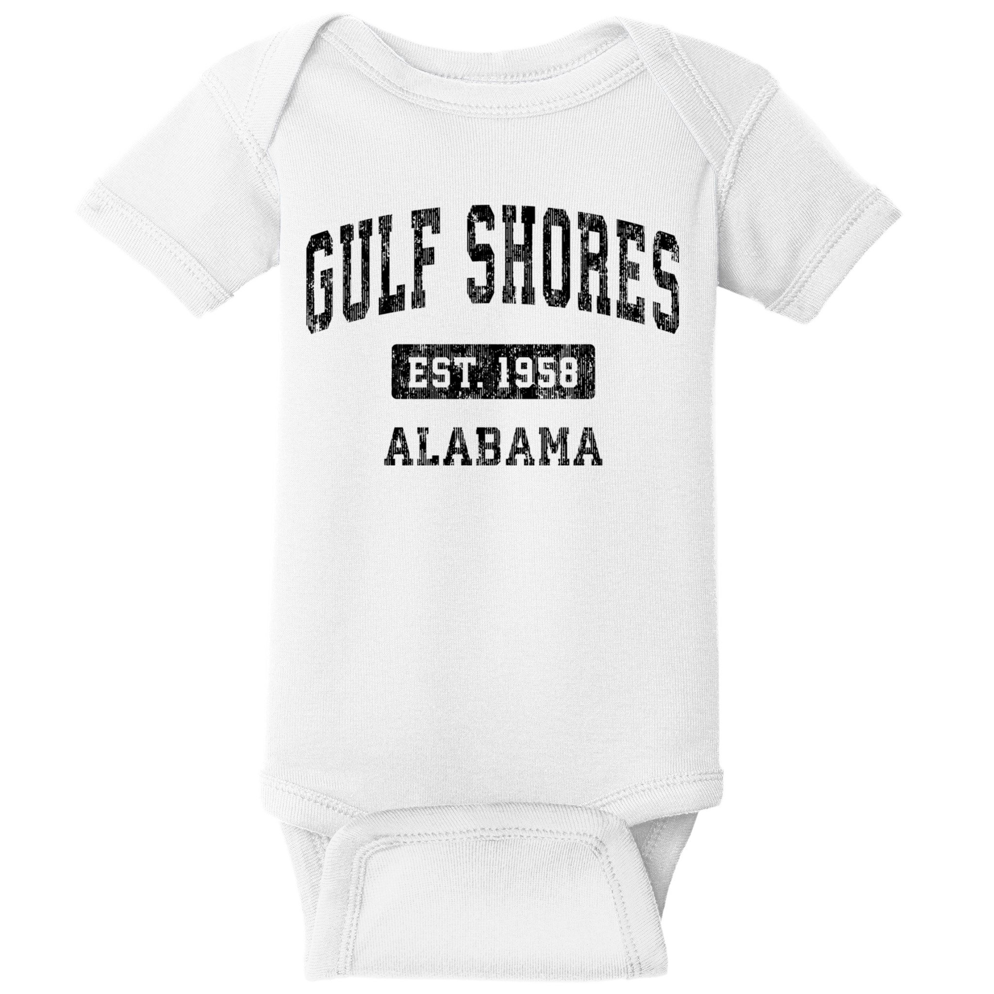 Gulf Shores Alabama Al Vintage Established Sports Design Baby Bodysuit
