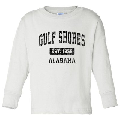 Gulf Shores Alabama Al Vintage Established Sports Design Toddler Long Sleeve Shirt